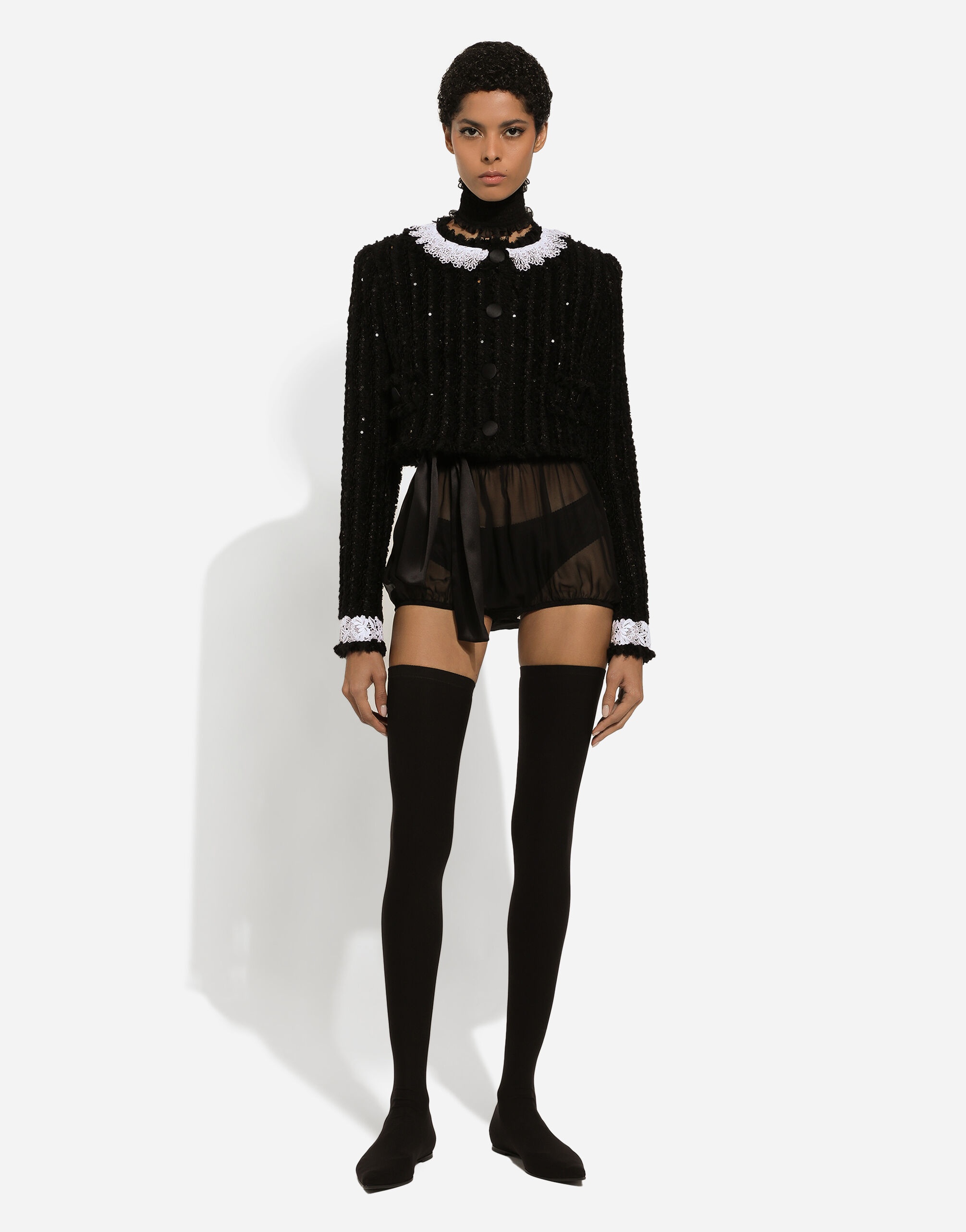 Short tweed jacket with micro-sequin embellishment - 3