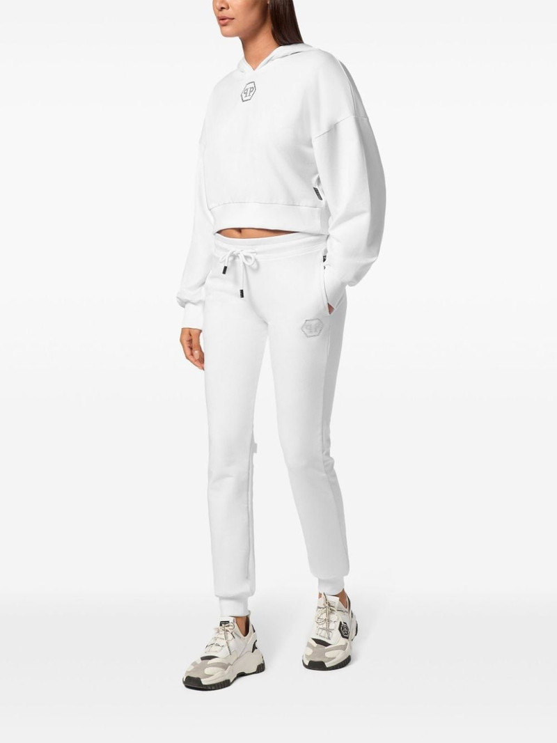 PHILIPP PLEIN crystal-embellished cropped hoodie outlook