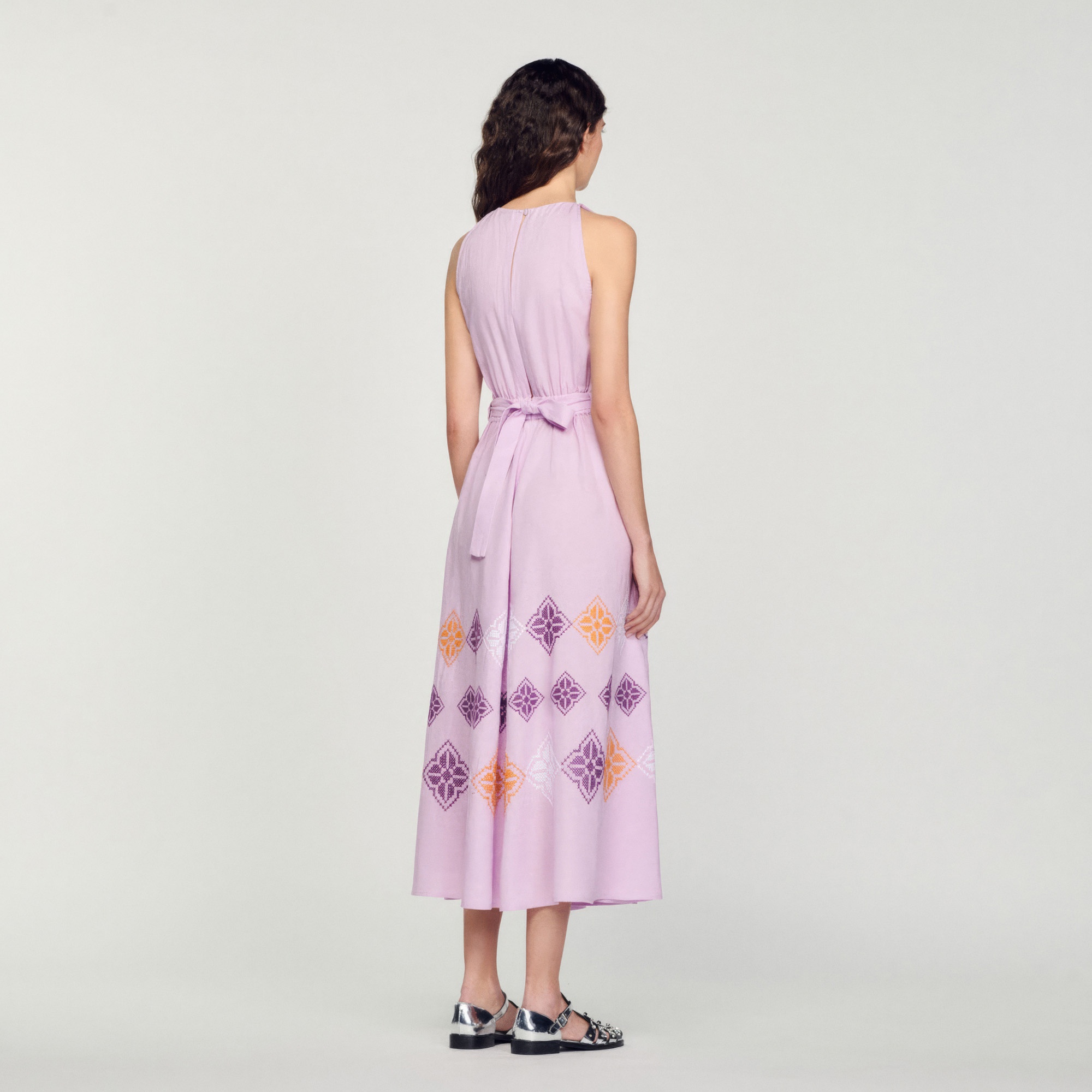 Long embroidered linen dress - 6
