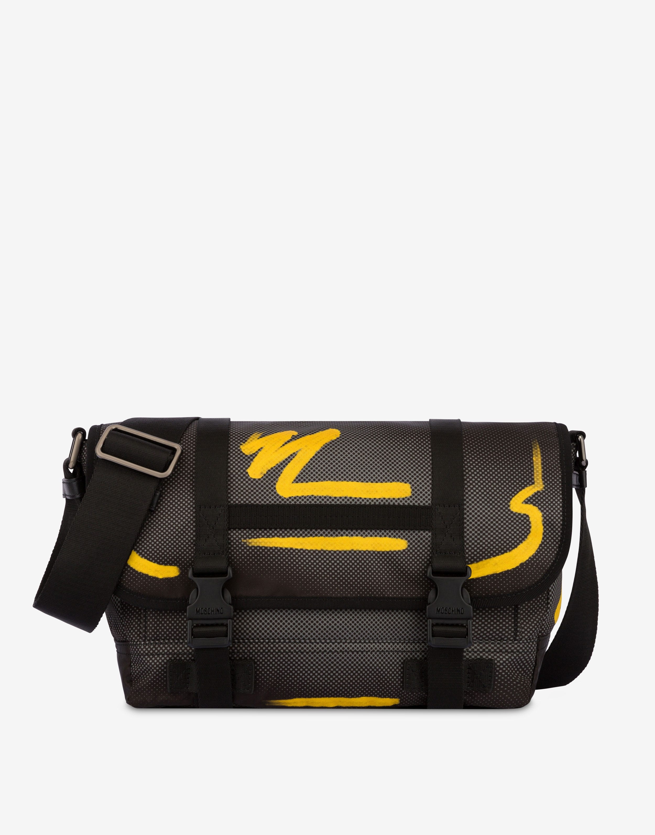 Moschino SHADOWS & SQUIGGLES NYLON MESSENGER BAG | REVERSIBLE