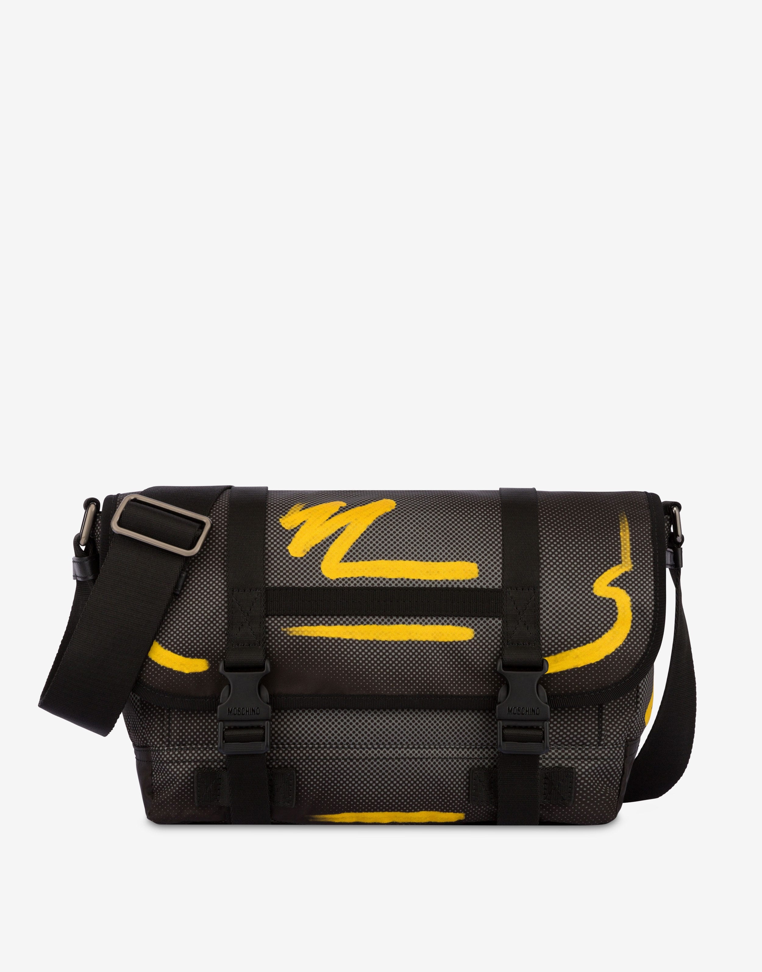 SHADOWS & SQUIGGLES NYLON MESSENGER BAG - 1