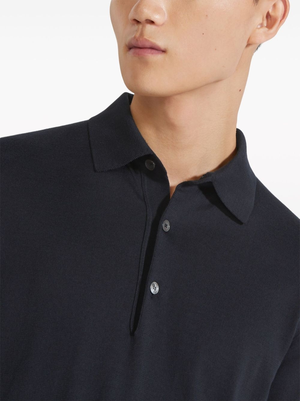 ribbed-trim cotton polo shirt - 4