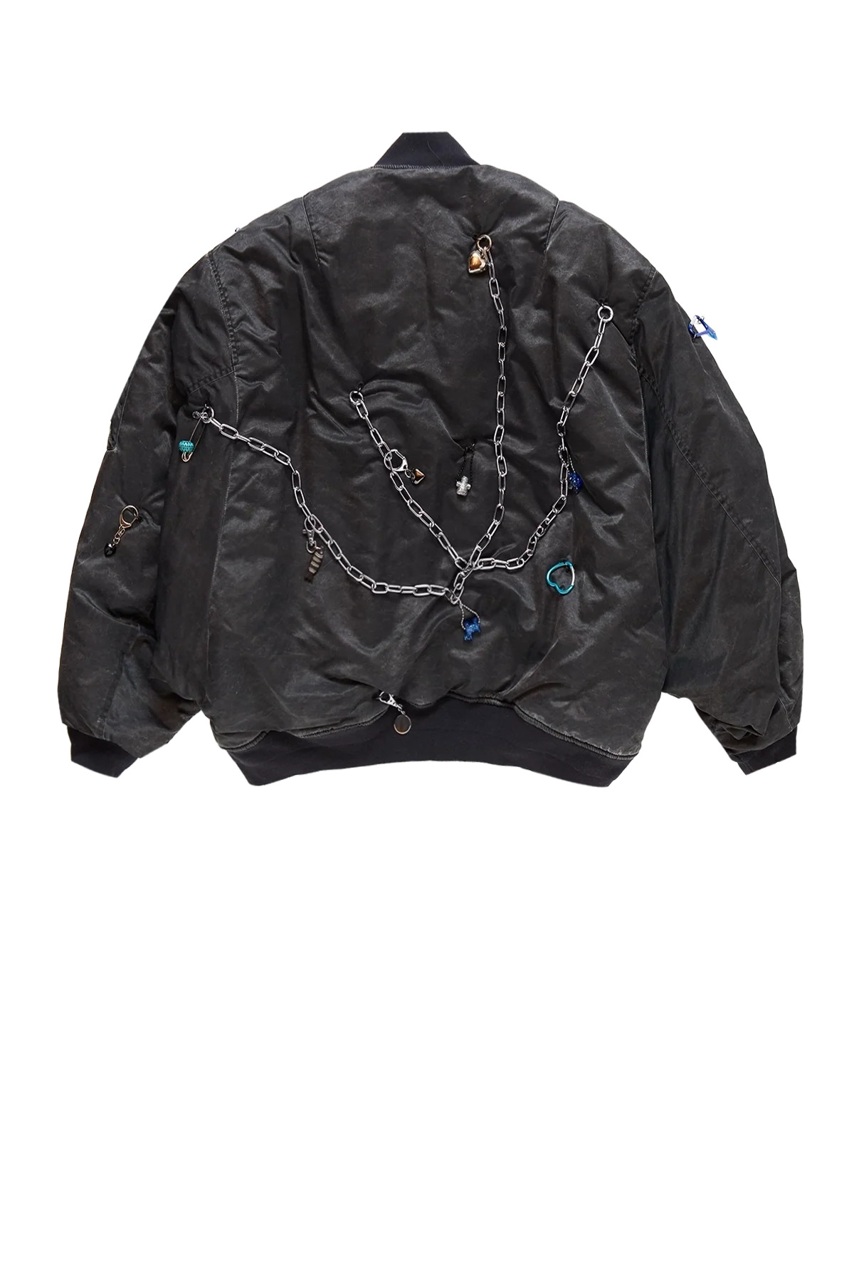 Doublet Key Chain Decorated Bomber Jacket Black - 2