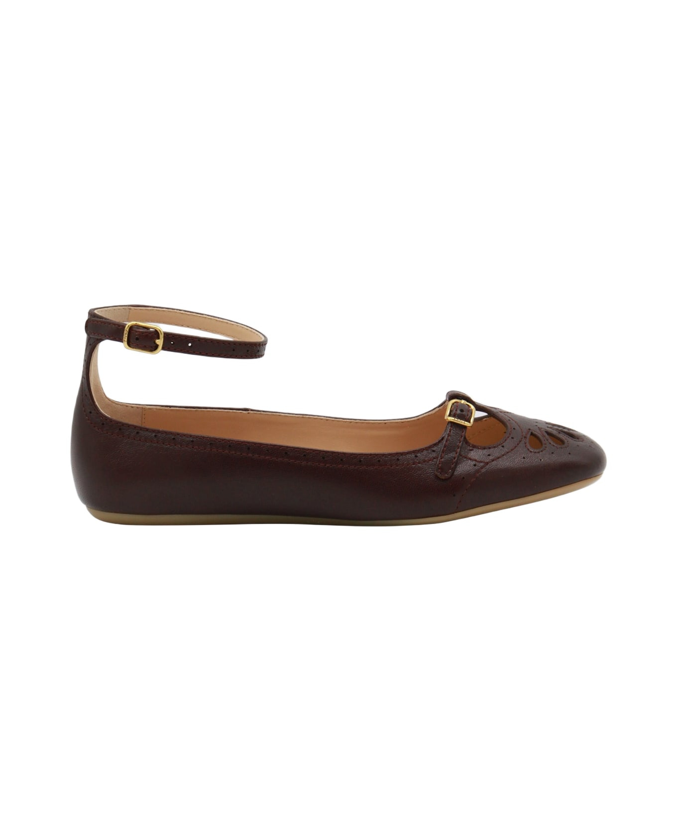 Dark Brown Leather Flats - 1
