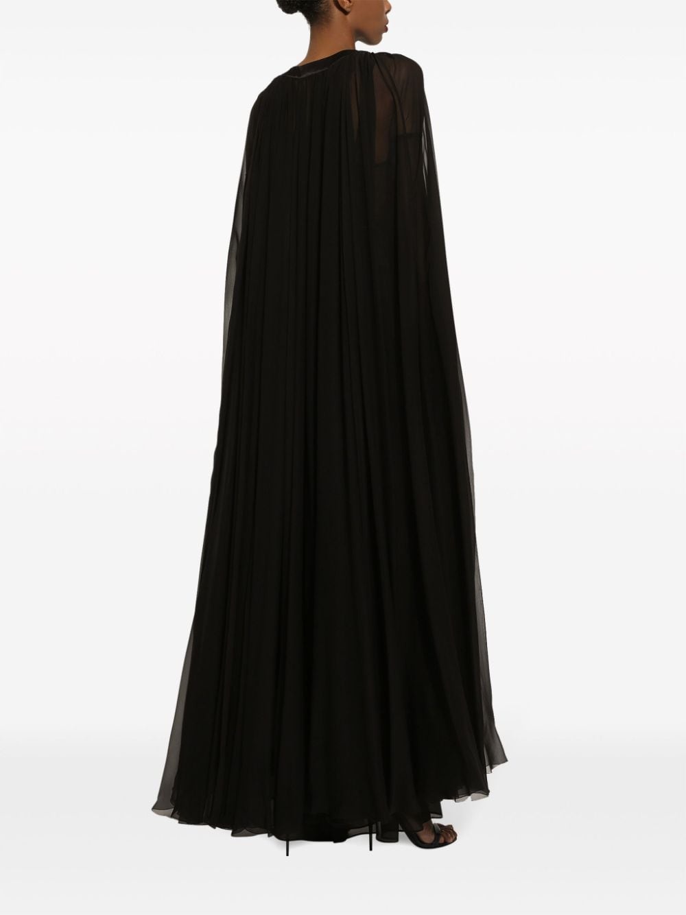 floral-appliquÃ© silk chiffon cape - 3