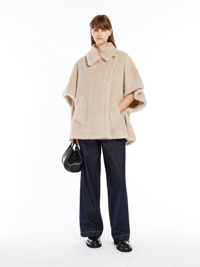 Max Mara TEBE1 Cape in alpaca and wool Teddy fabric - BEIGE outlook