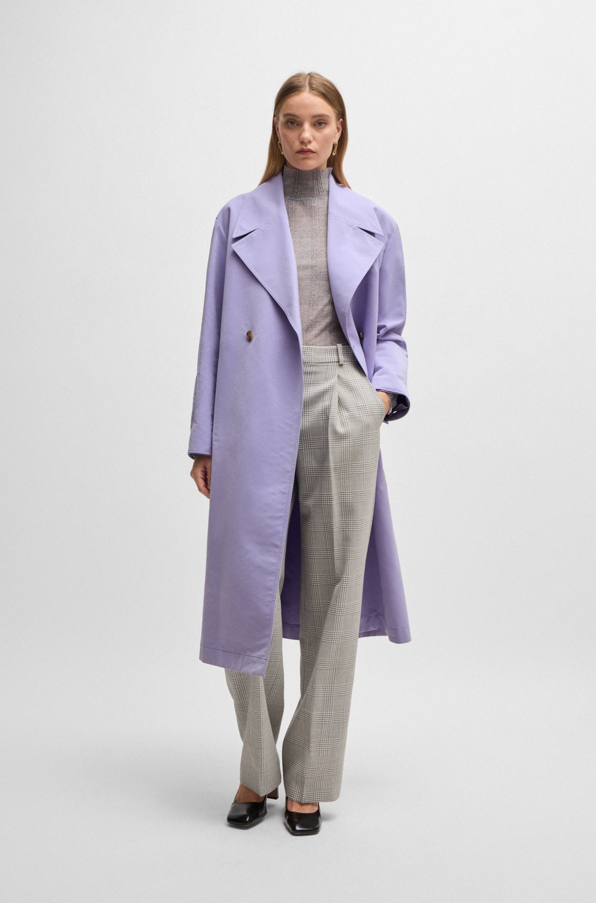 DOUBLE-BREASTED COAT WITH WATER-REPELLENT FINISH - 3
