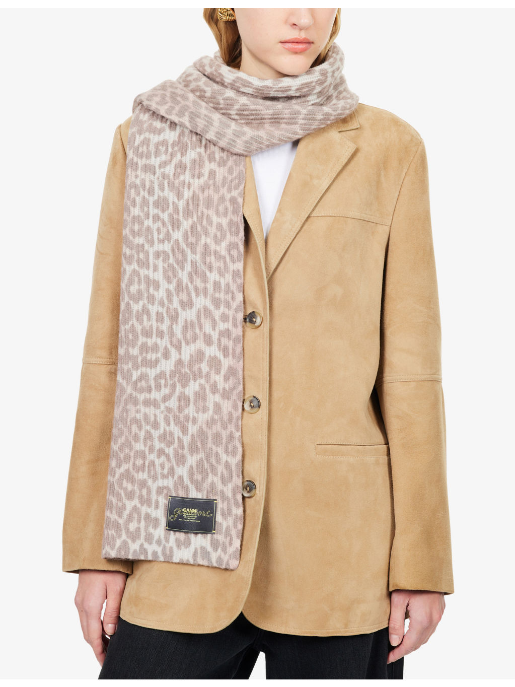 Leopard-Print Stretch Wool-Blend Scarf - 2