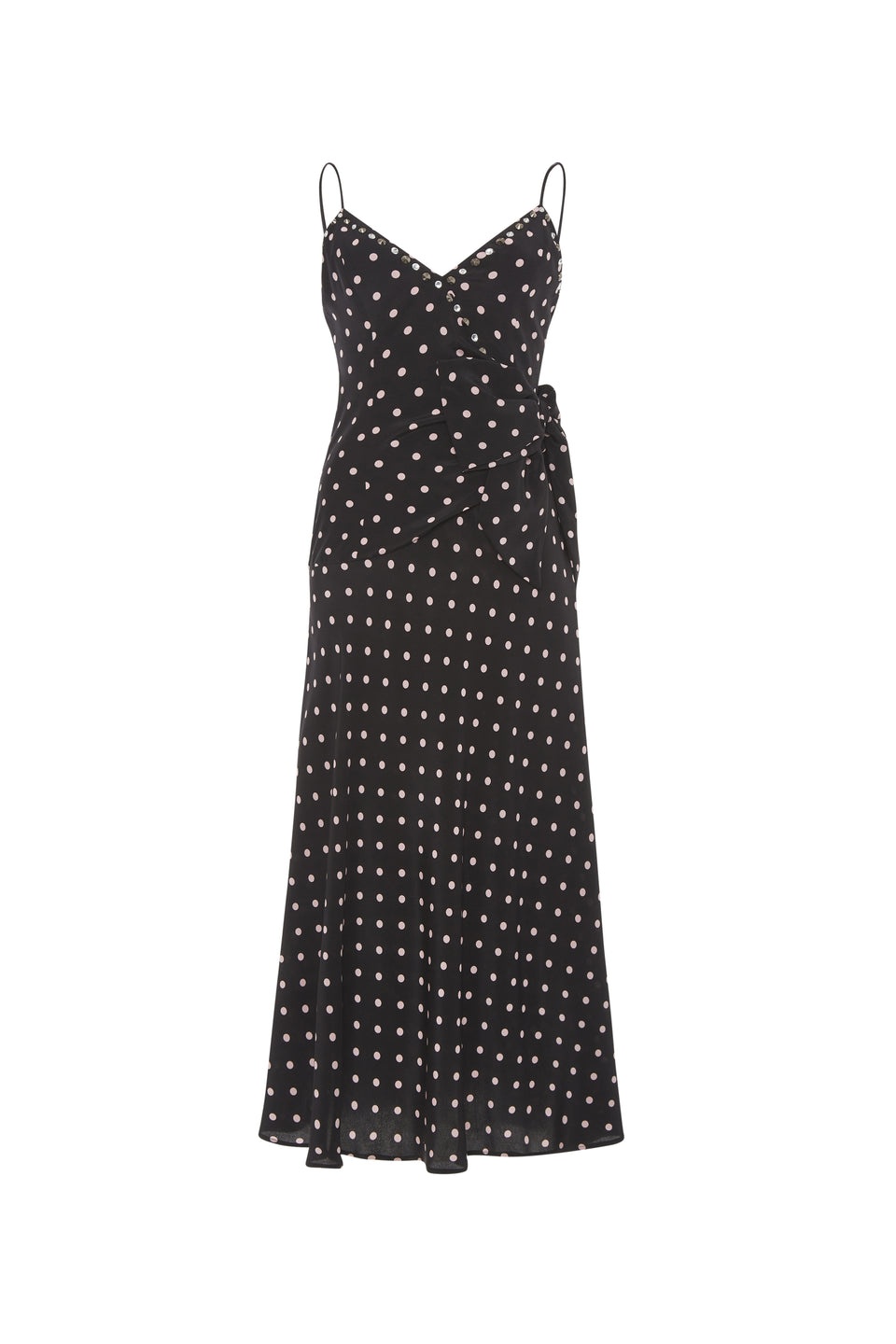 POLKA DOT SILK SLIP DRESS WITH BOW - 1