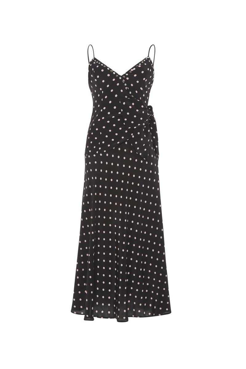 POLKA DOT SILK SLIP DRESS WITH BOW 1