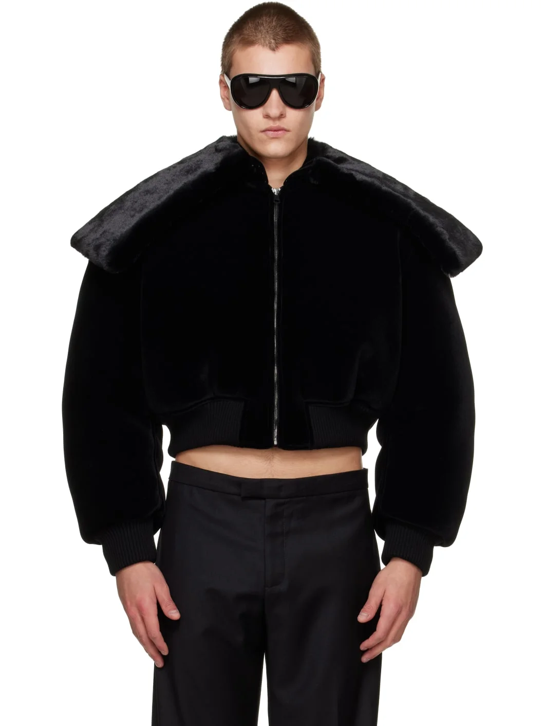 Black 'The Fur' Bomber Jacket - 1