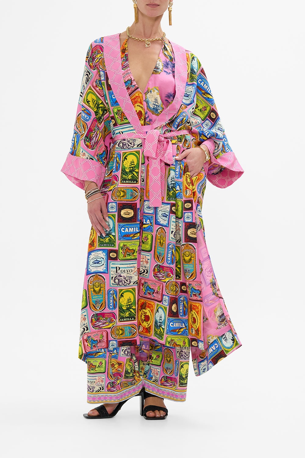 LONG ROBE WITH NARROW COLLAR - 5