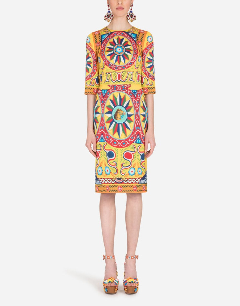 Carretto-print charmeuse midi dress 1