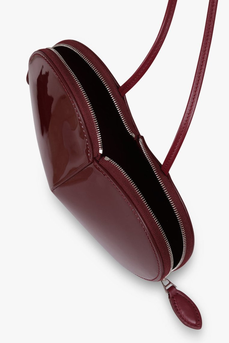 LE COEUR PATENT HEART SHAPED BAG | GARNET RED - 3