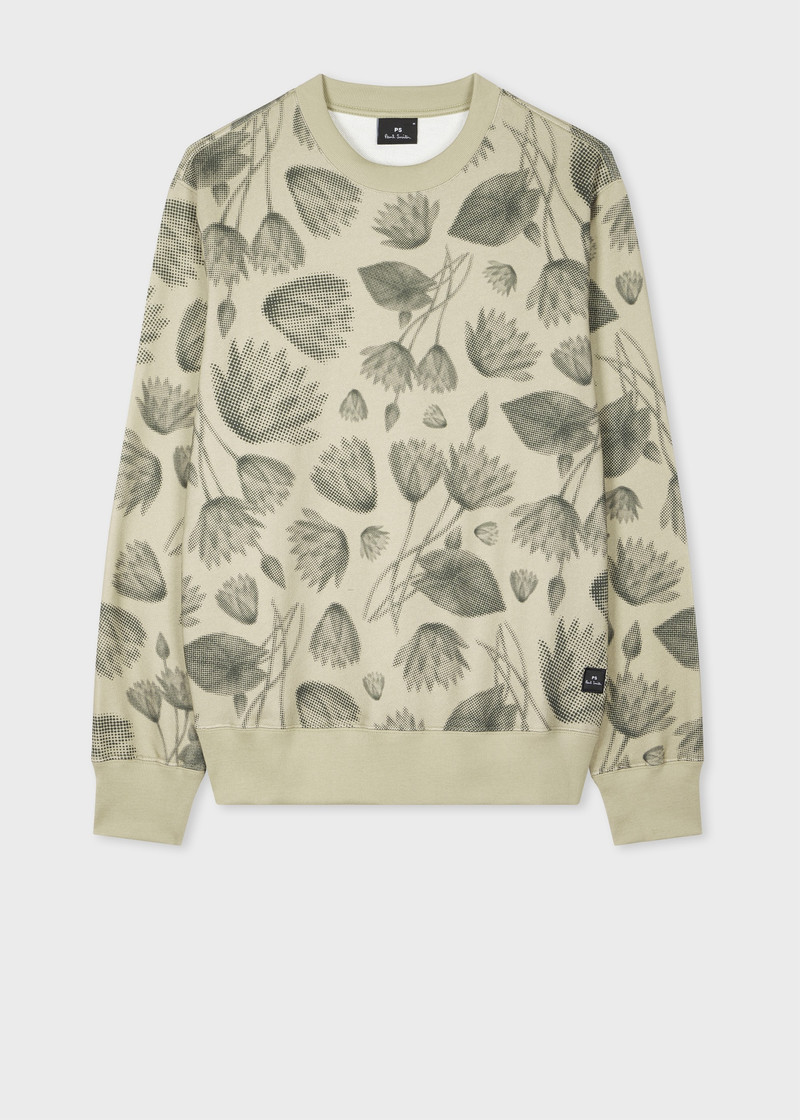 Beige 'Half Tone Floral' Print Sweatshirt 1
