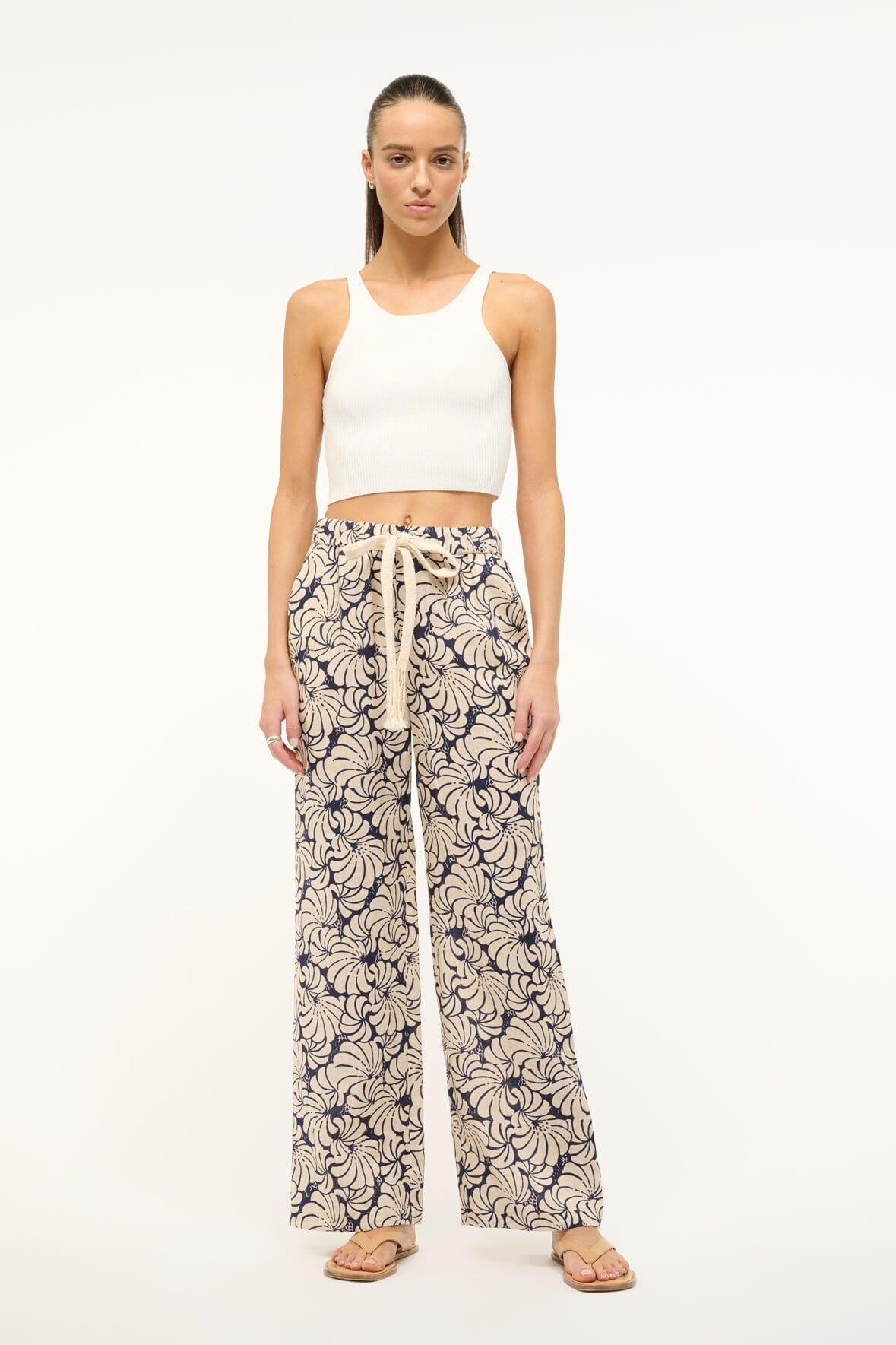 STAUD ALIZE PANT NAVY SCALLOP BLOCK PRINT - 1