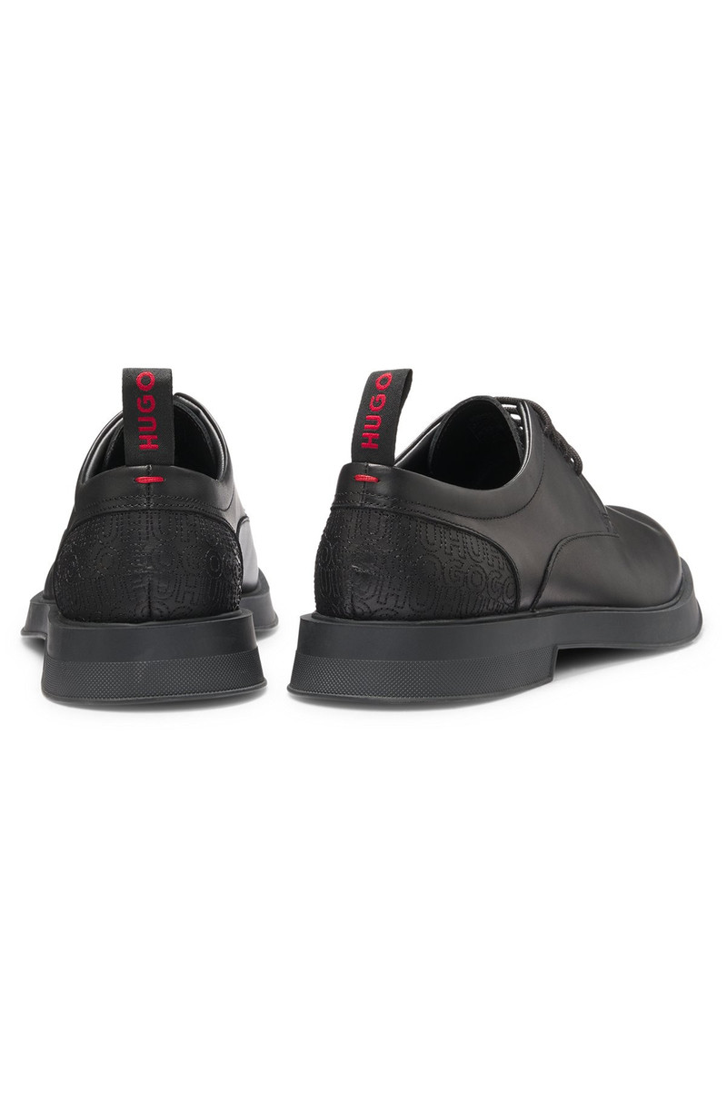LEATHER DERBY SHOES WITH MONOGRAM HEEL 5