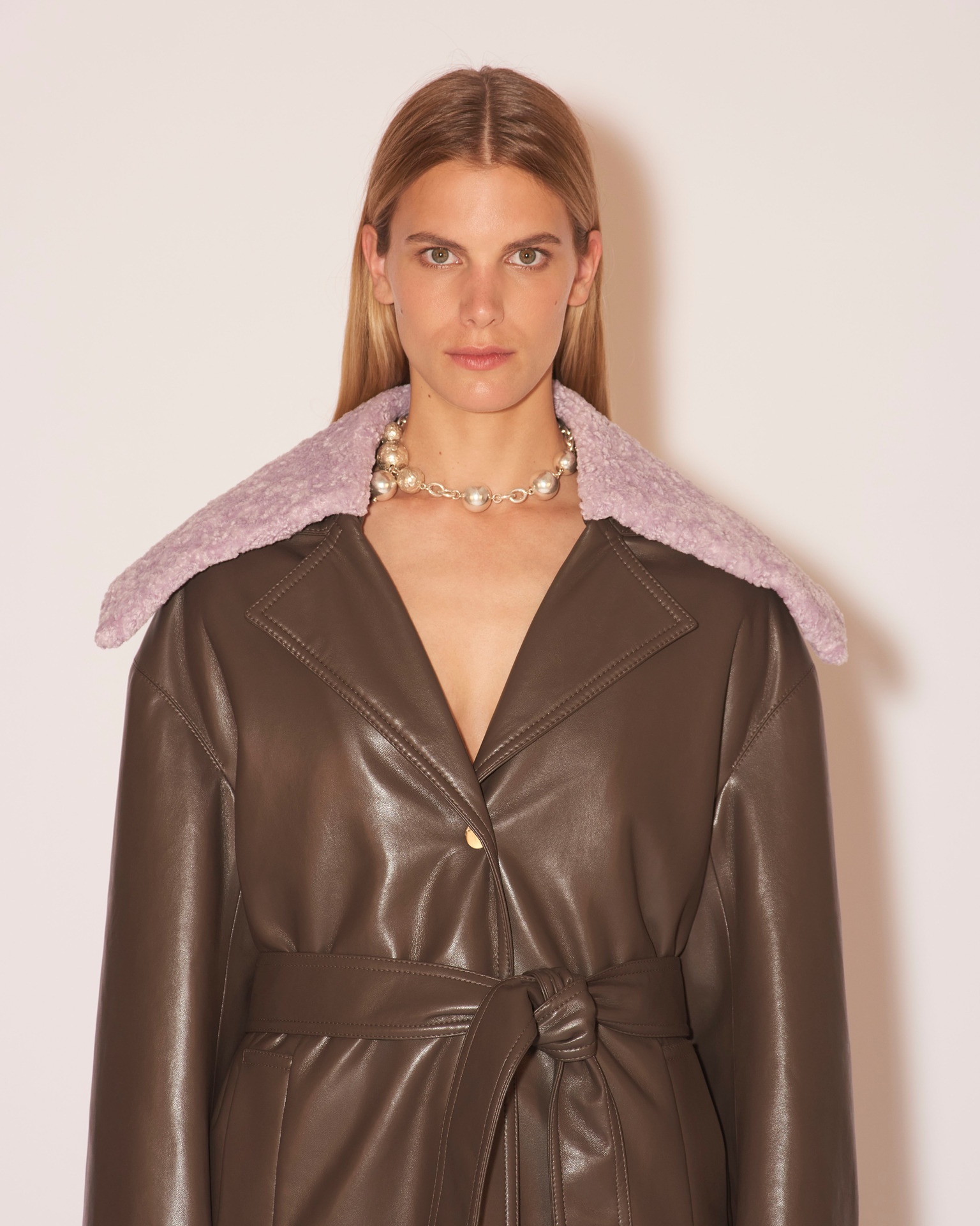 TRAVIS - Belted coat - Shiitake/lilac - 2