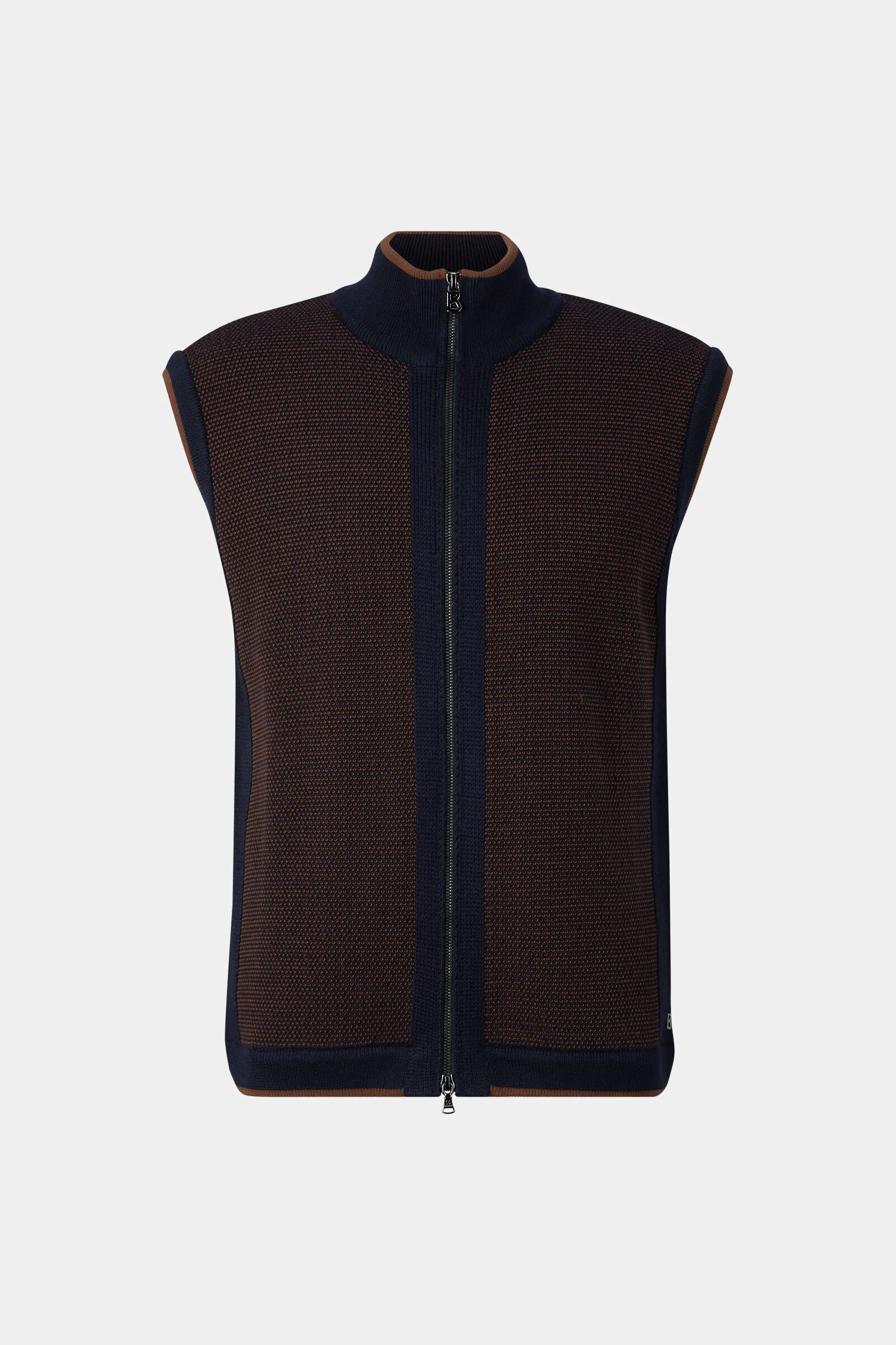 Enzo knitted vest in Navy blue/brown - 1