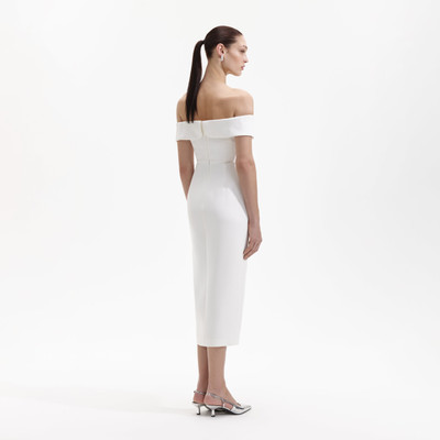 self-portrait White Crepe Bow Off Shoulder Midi Dress outlook