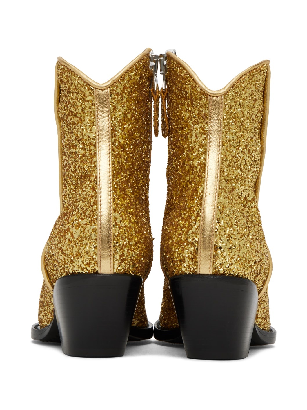Gold Skinny Ankle Cowboy Boots - 2