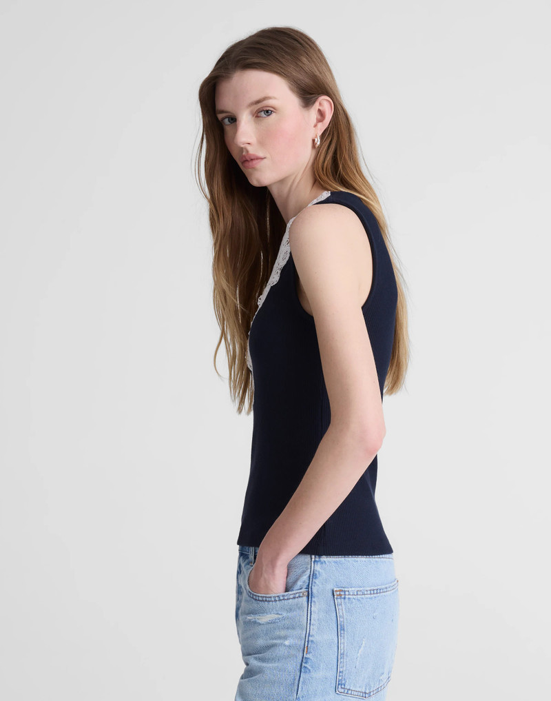 Lace-Trim V-Neck Tank 4