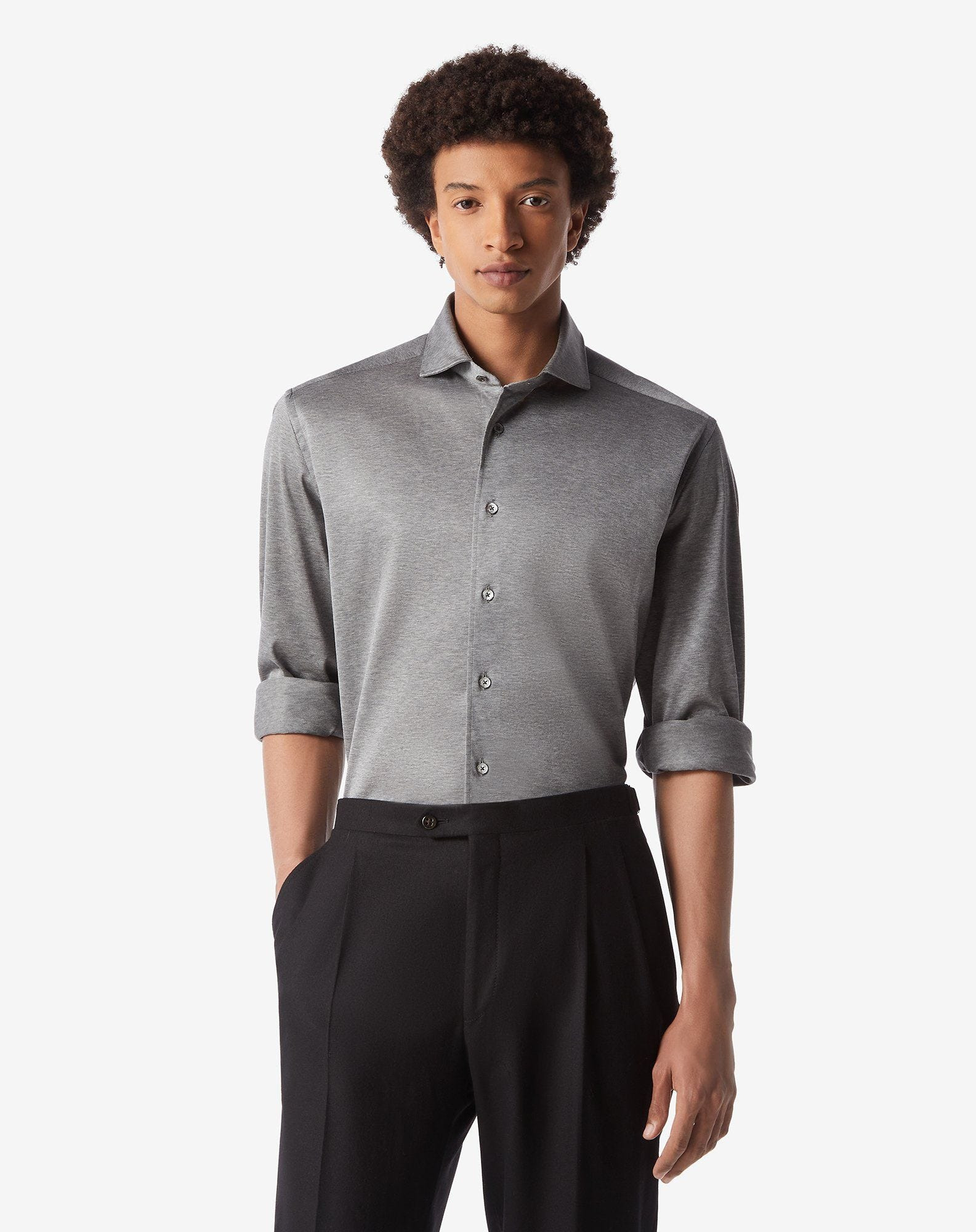 Grey jersey cotton shirt - 2