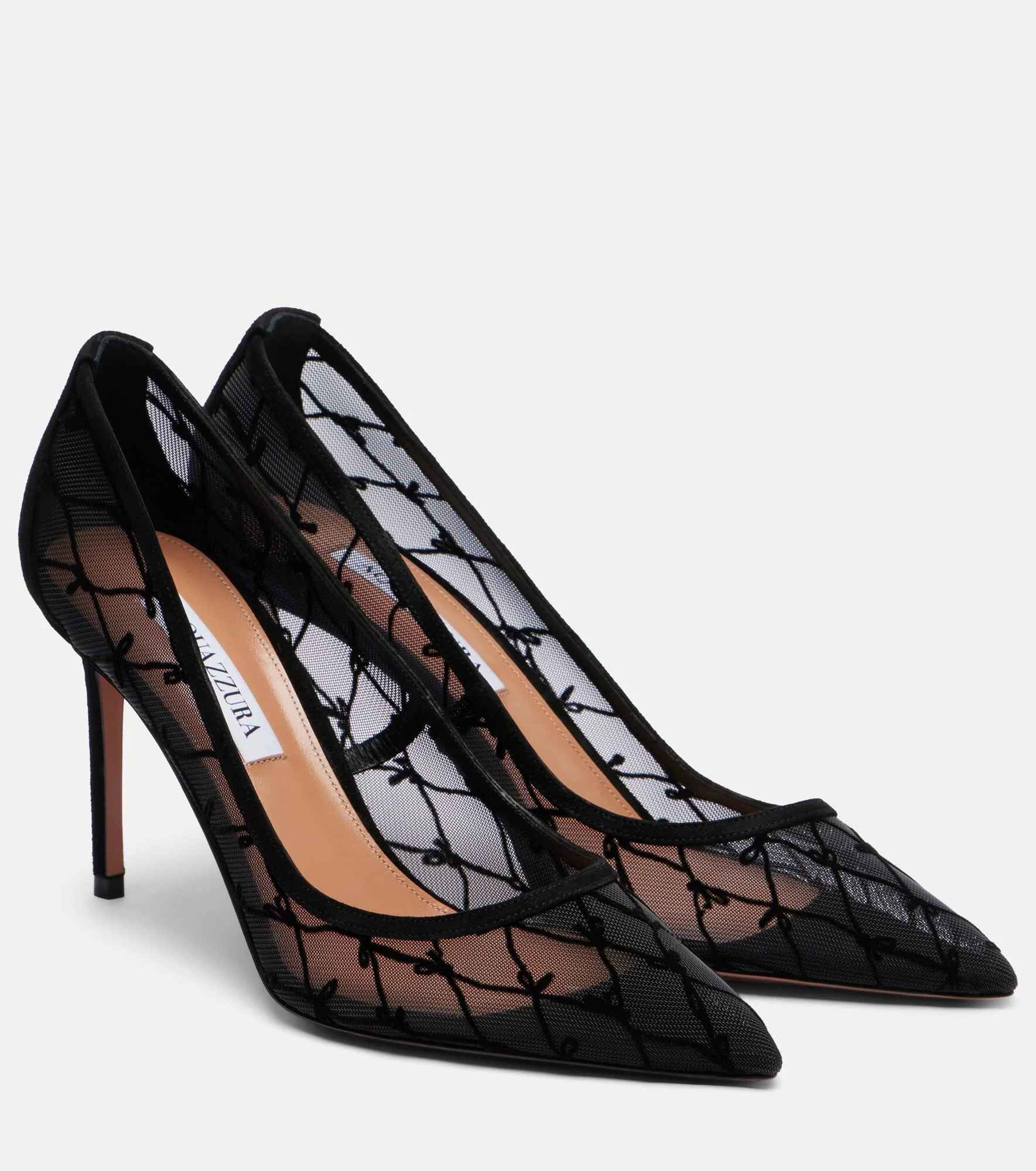 85 suede-trimmed mesh pumps - 1