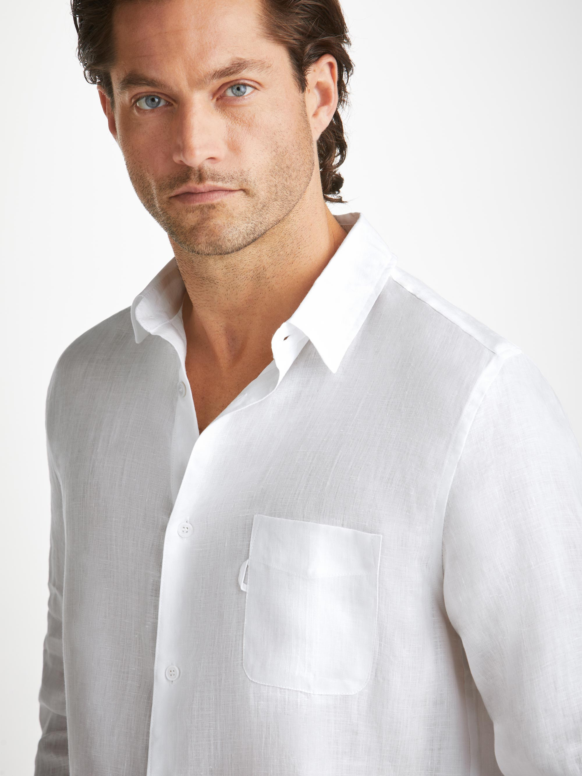 Men's Shirt Monaco Linen White - 7