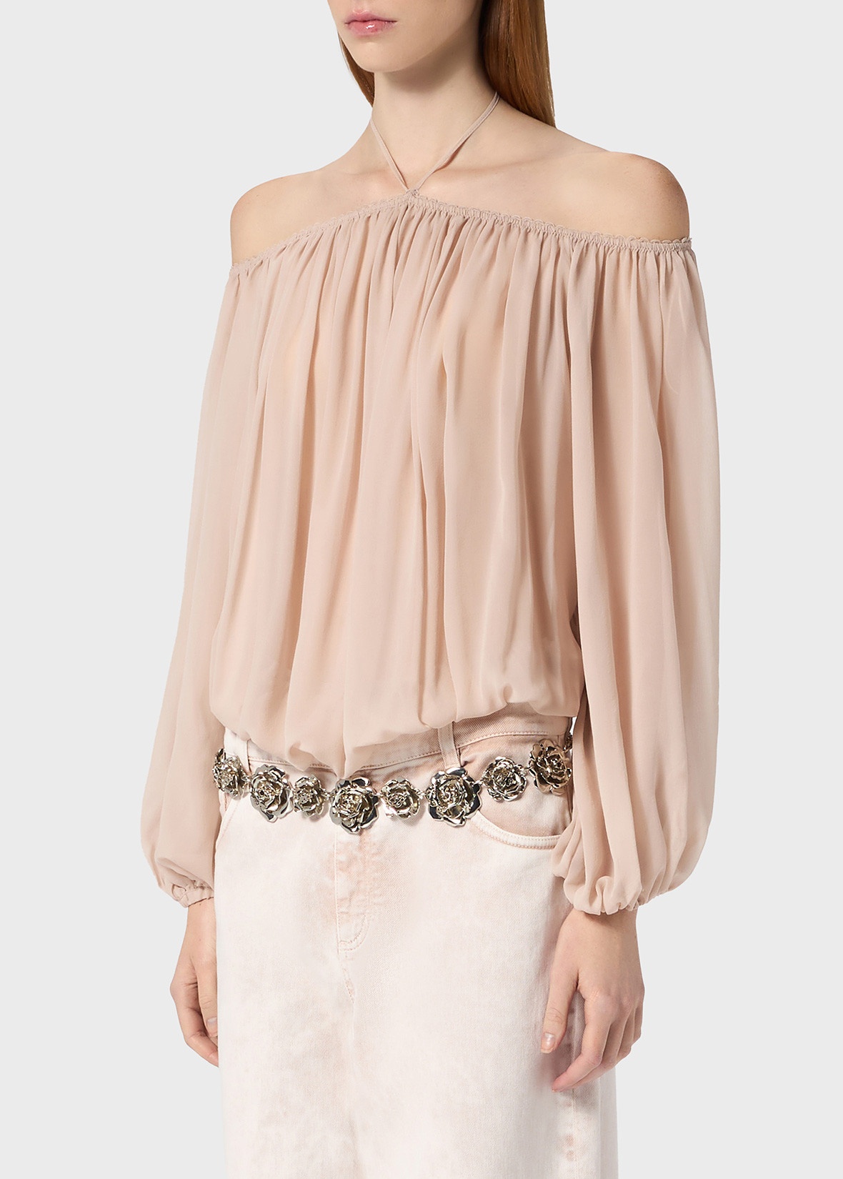 OFF-THE-SHOULDER GEORGETTE BLOUSE - 5