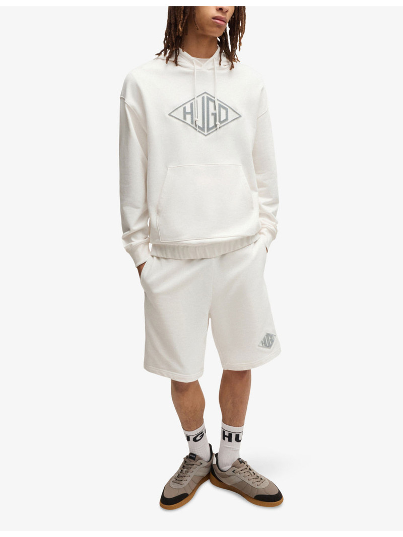 HUGO Branded Straight-Leg Regular-Fit Cotton-Jersey Shorts outlook