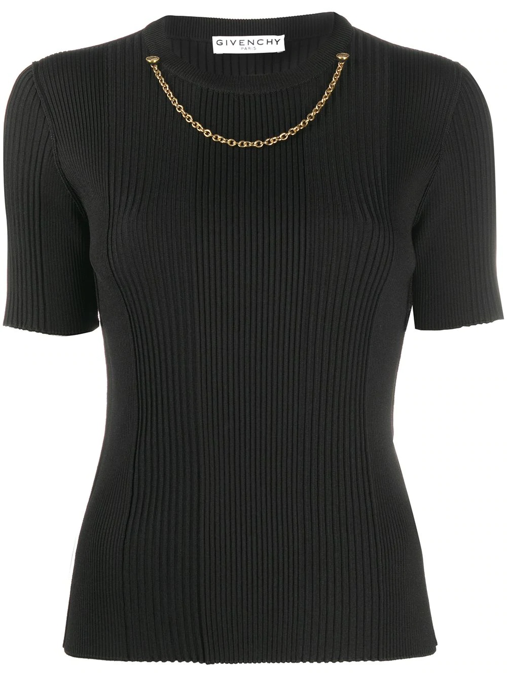 chain embellished ribbed knitted top - 1