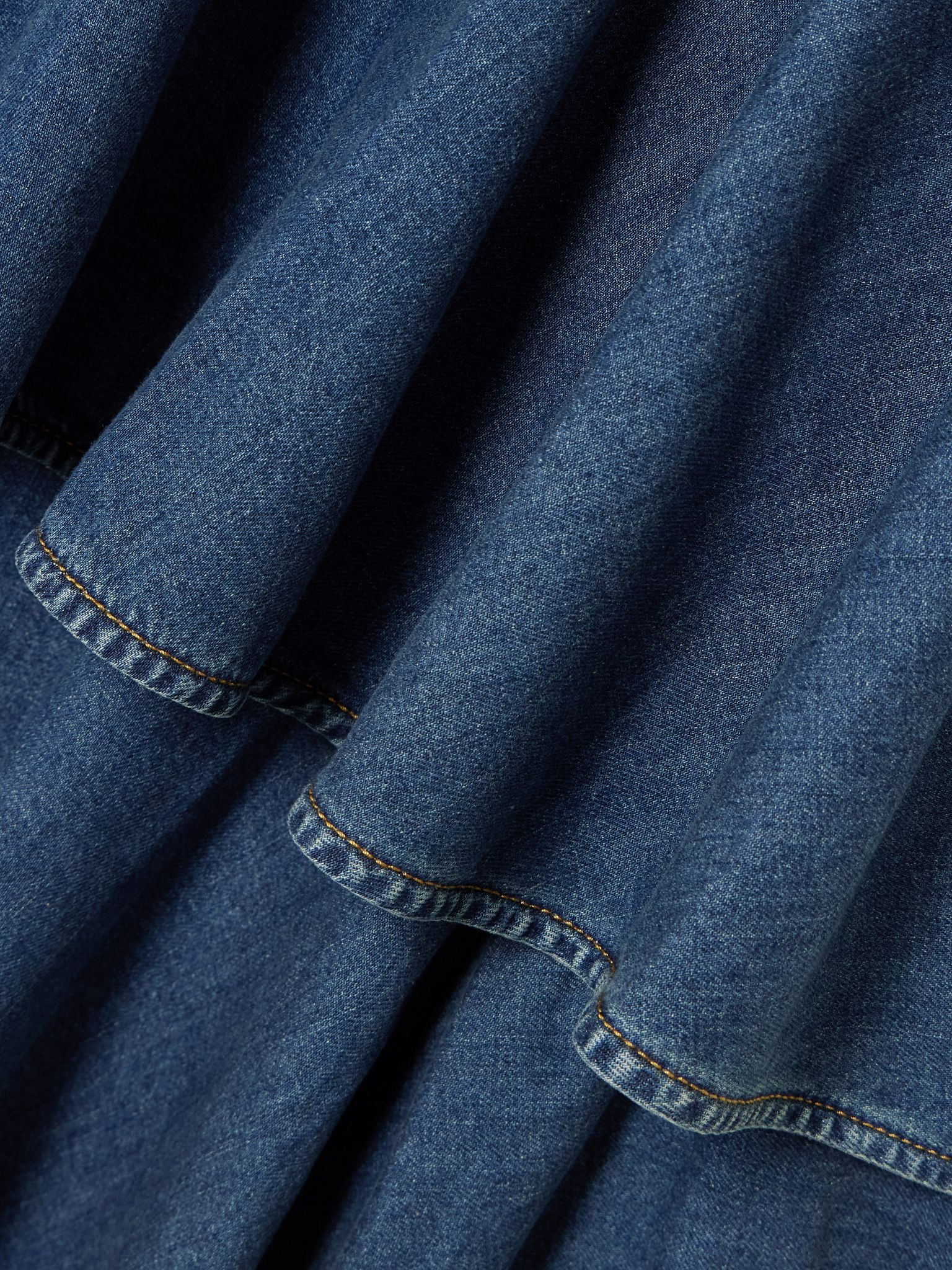 Asymmetric ruffled tiered denim skirt Dark denim - 4