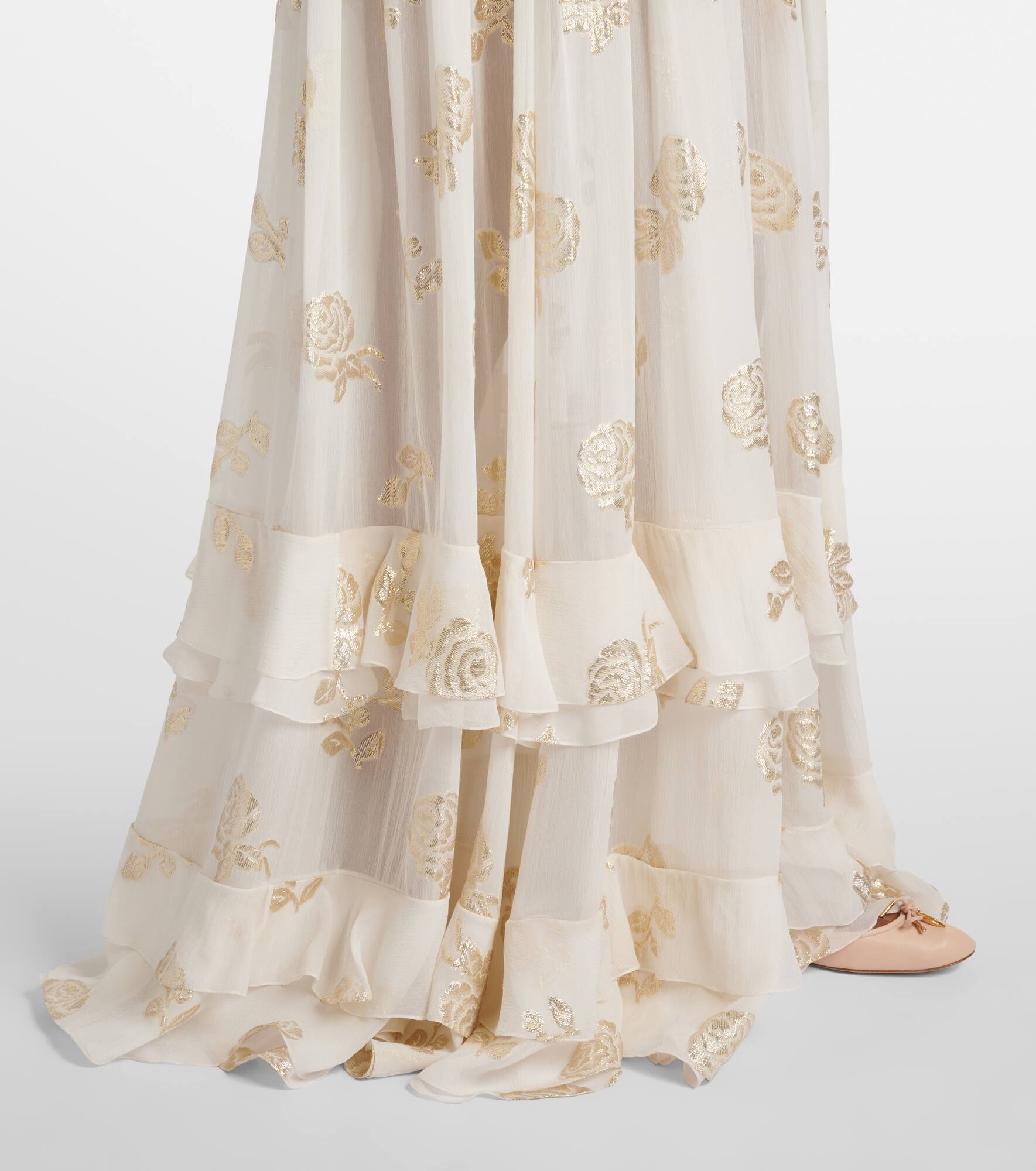 Floral jacquard muslin maxi skirt - 5