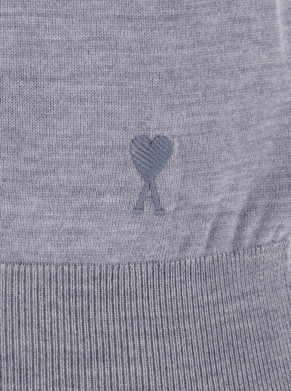Ami Paris Women Grey Polo Shirt With Classic Collar And Logo Embroidery On The Front In Wool And Sil - 3