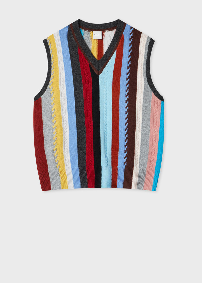 Women's Cashmere-Blend 'Signature Stripe' Knitted Vest Top 1