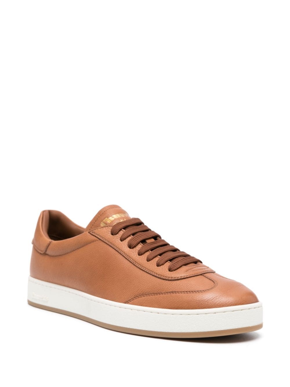 logo-debossed leather sneakers - 2