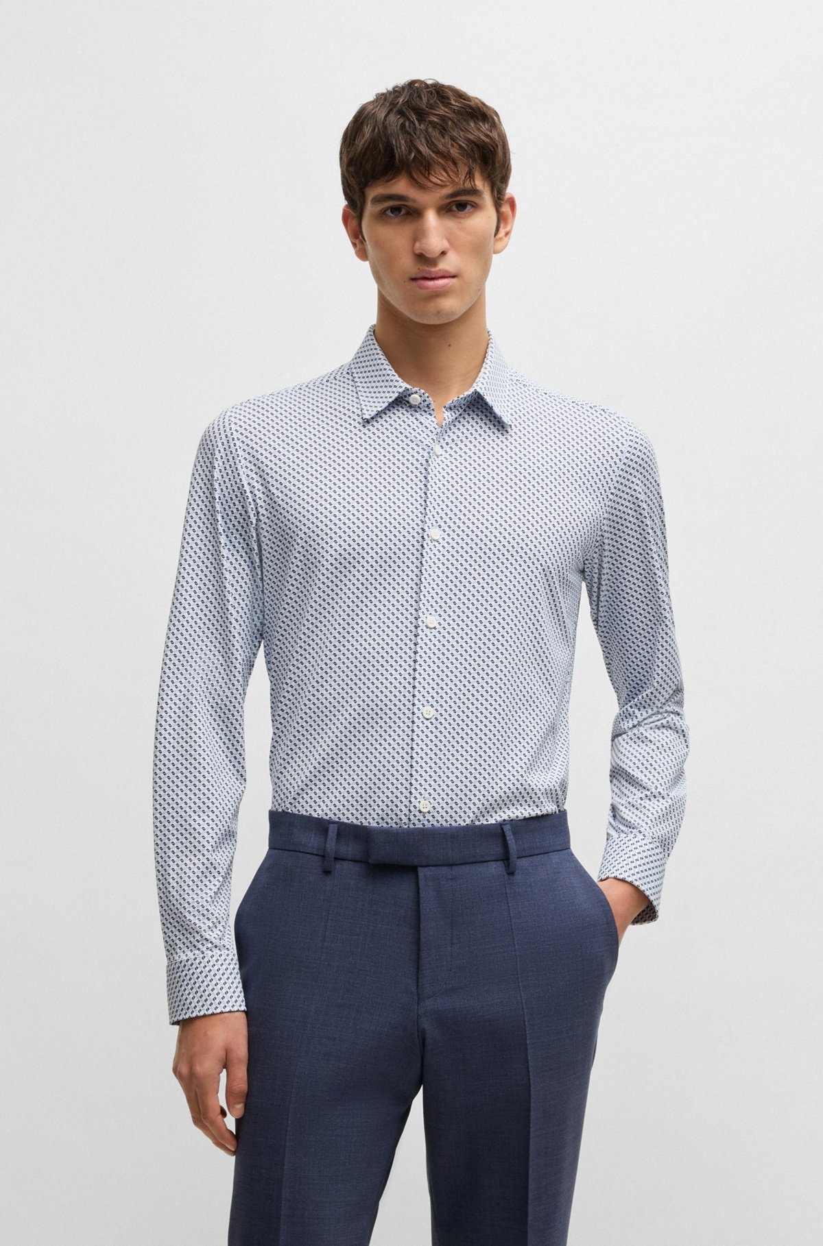 SLIM-FIT SHIRT IN PRINTED PERFORMANCE-STRETCH JERSEY - 2