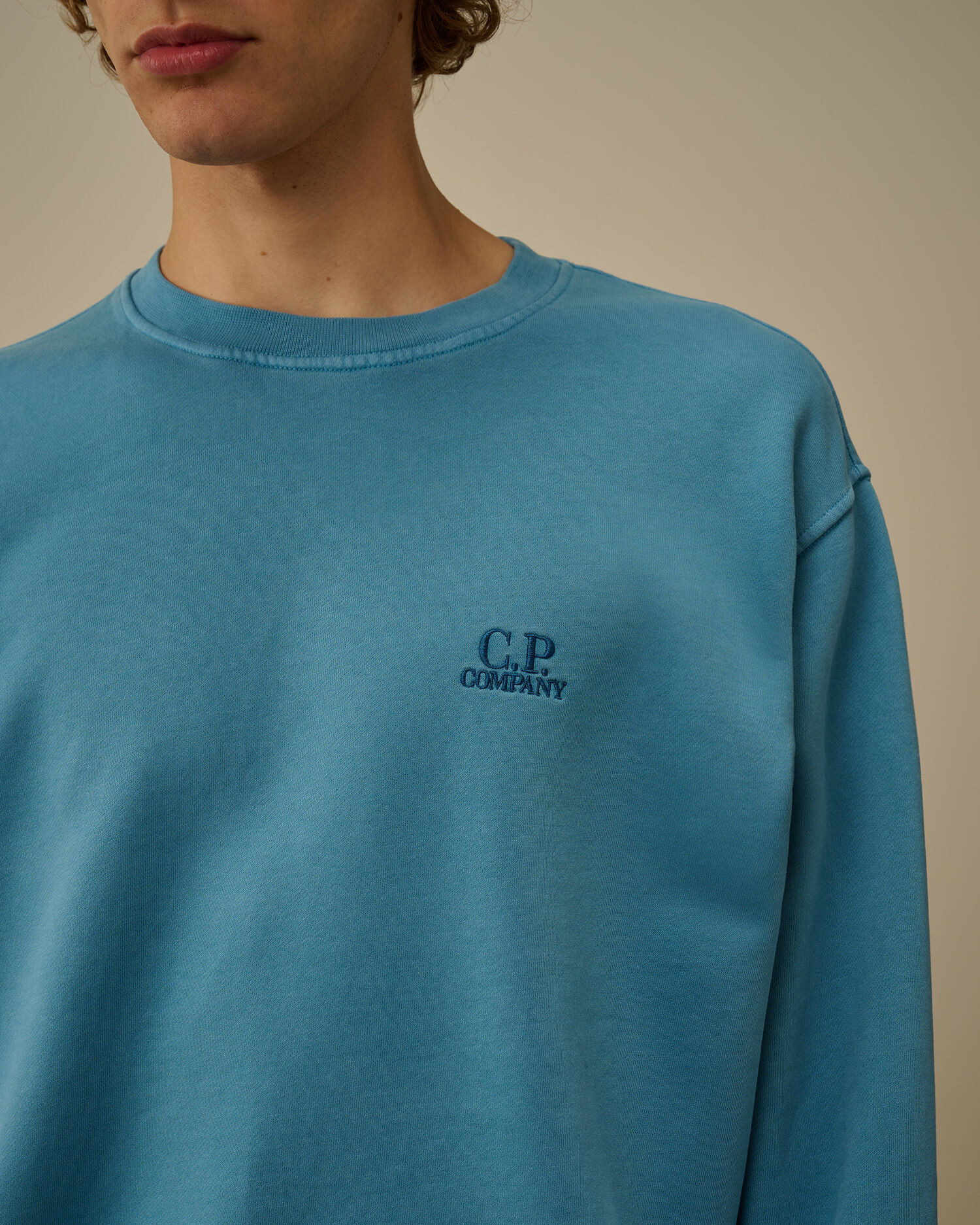 Brushed and Emerized Diagonal Fleece Crewneck Logo Sweatshirt - 5