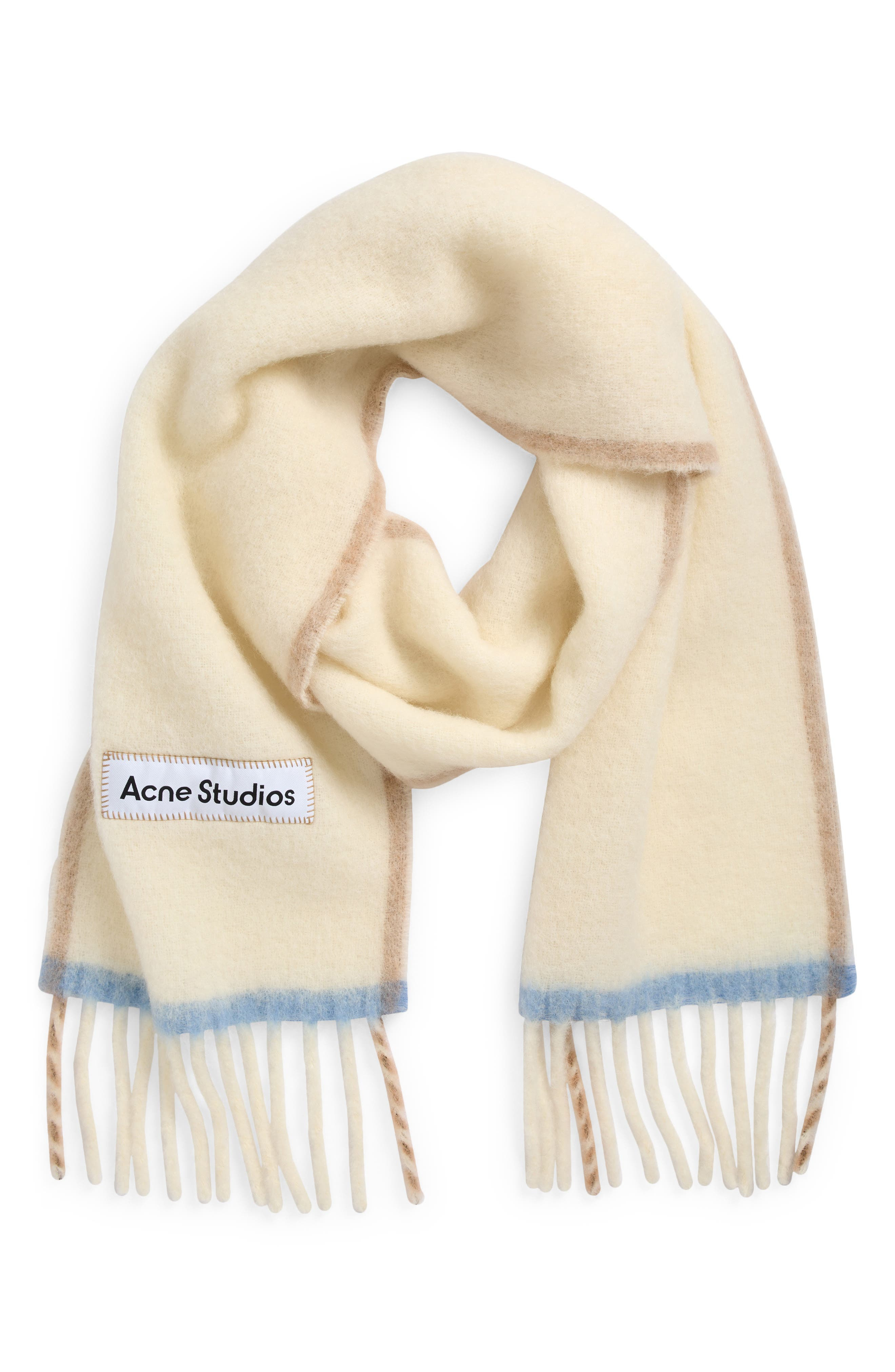 Acne Studios Valley Fringe Scarf in White at Nordstrom - 3