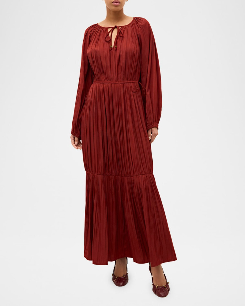 MARIE OLIVER Perrin Pleated Raglan-Sleeve Maxi Dress outlook