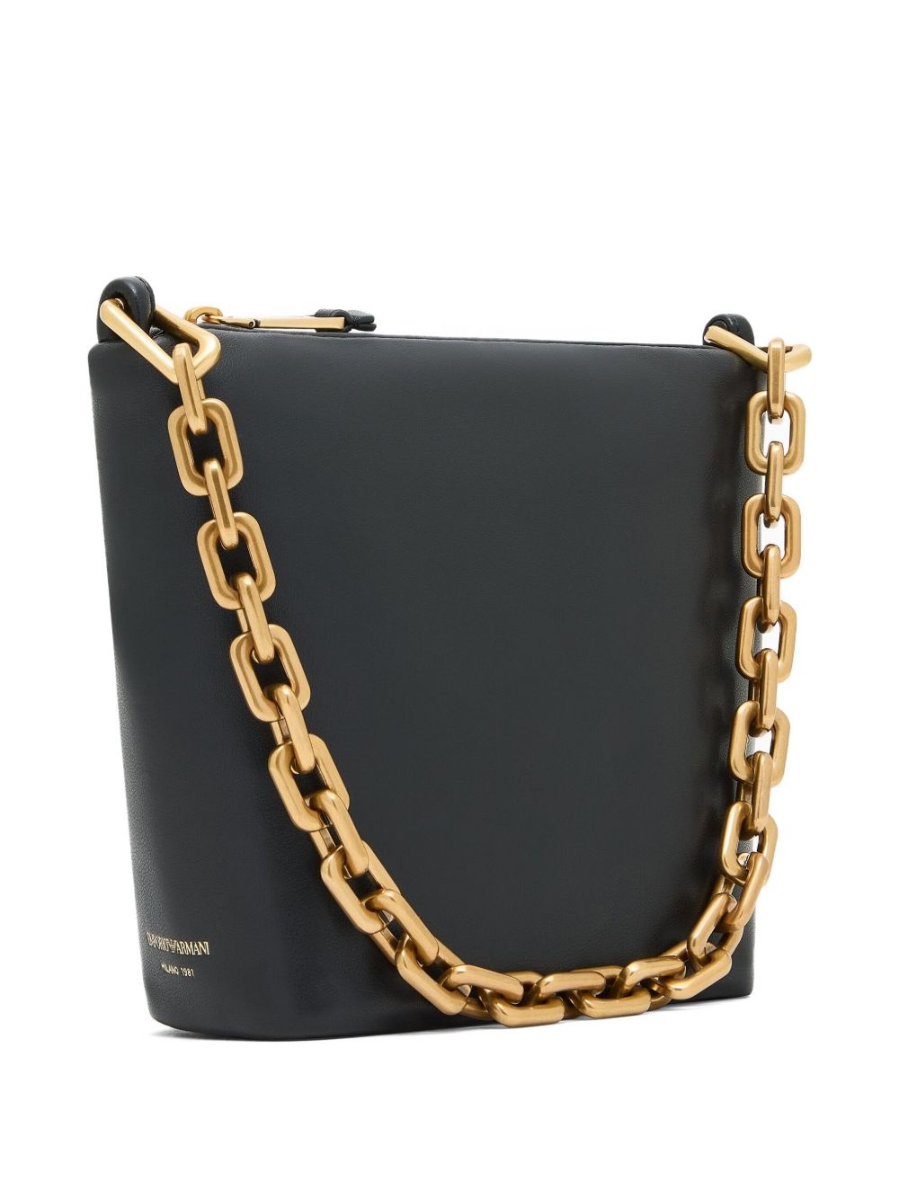 chain-link leather shoulder bag - 4