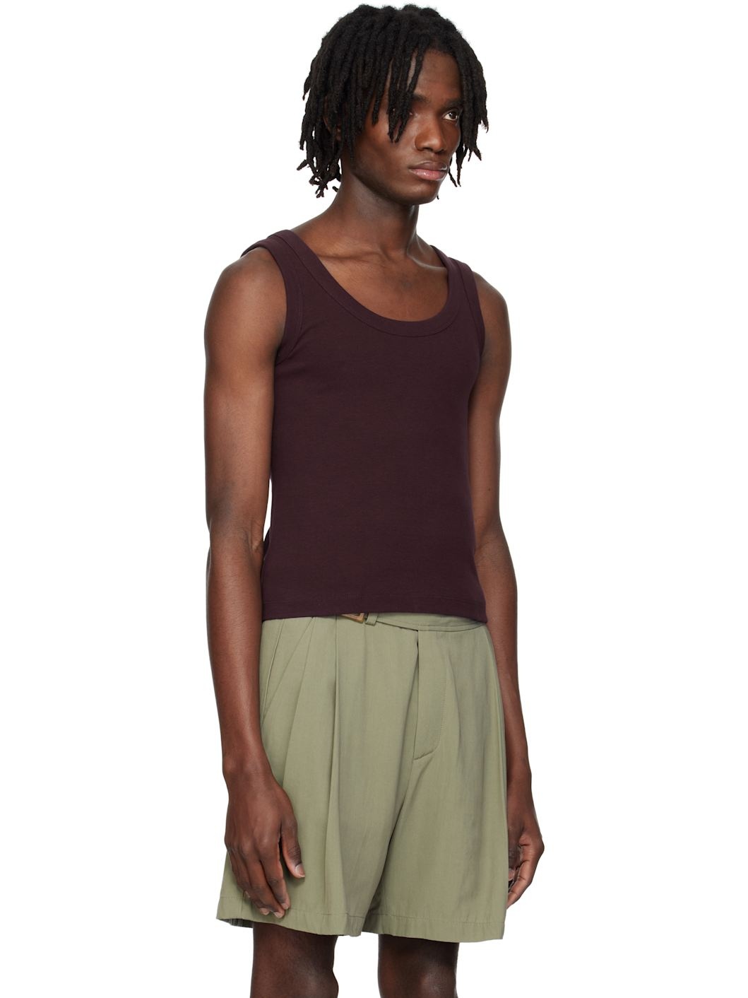 Burgundy Scoop Neck Jersey Tank Top - 2