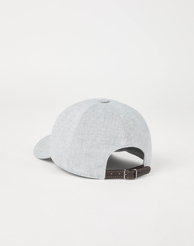 Brunello Cucinelli Linen sparkling canvas baseball hat with embroidered logo outlook