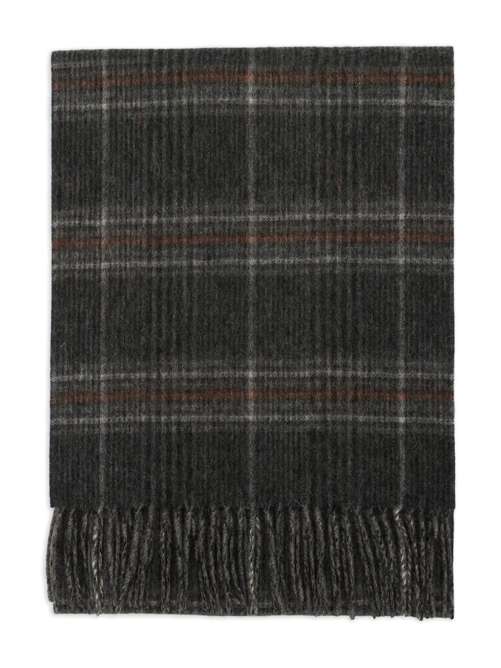 checked fringed scarf - 2
