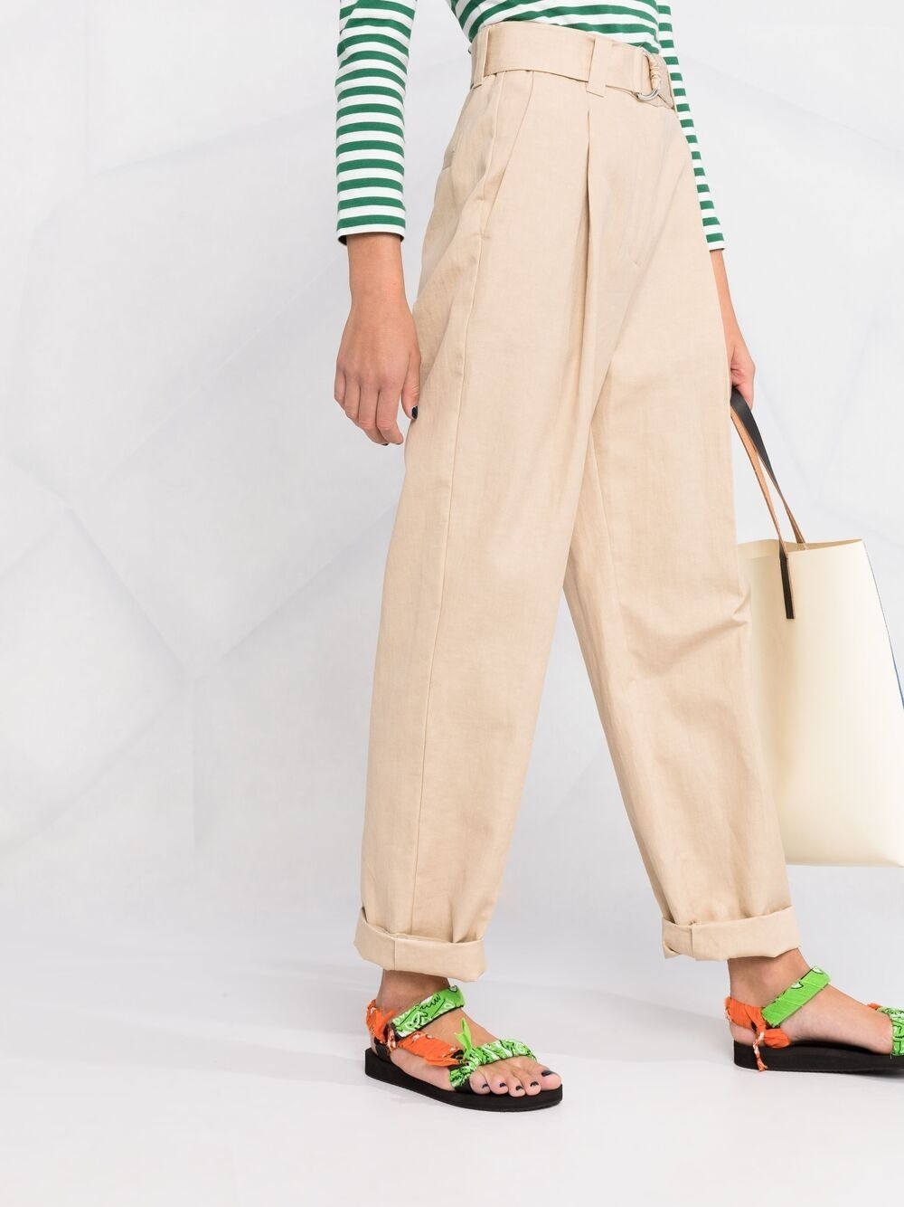 belted straight-leg trousers - 3