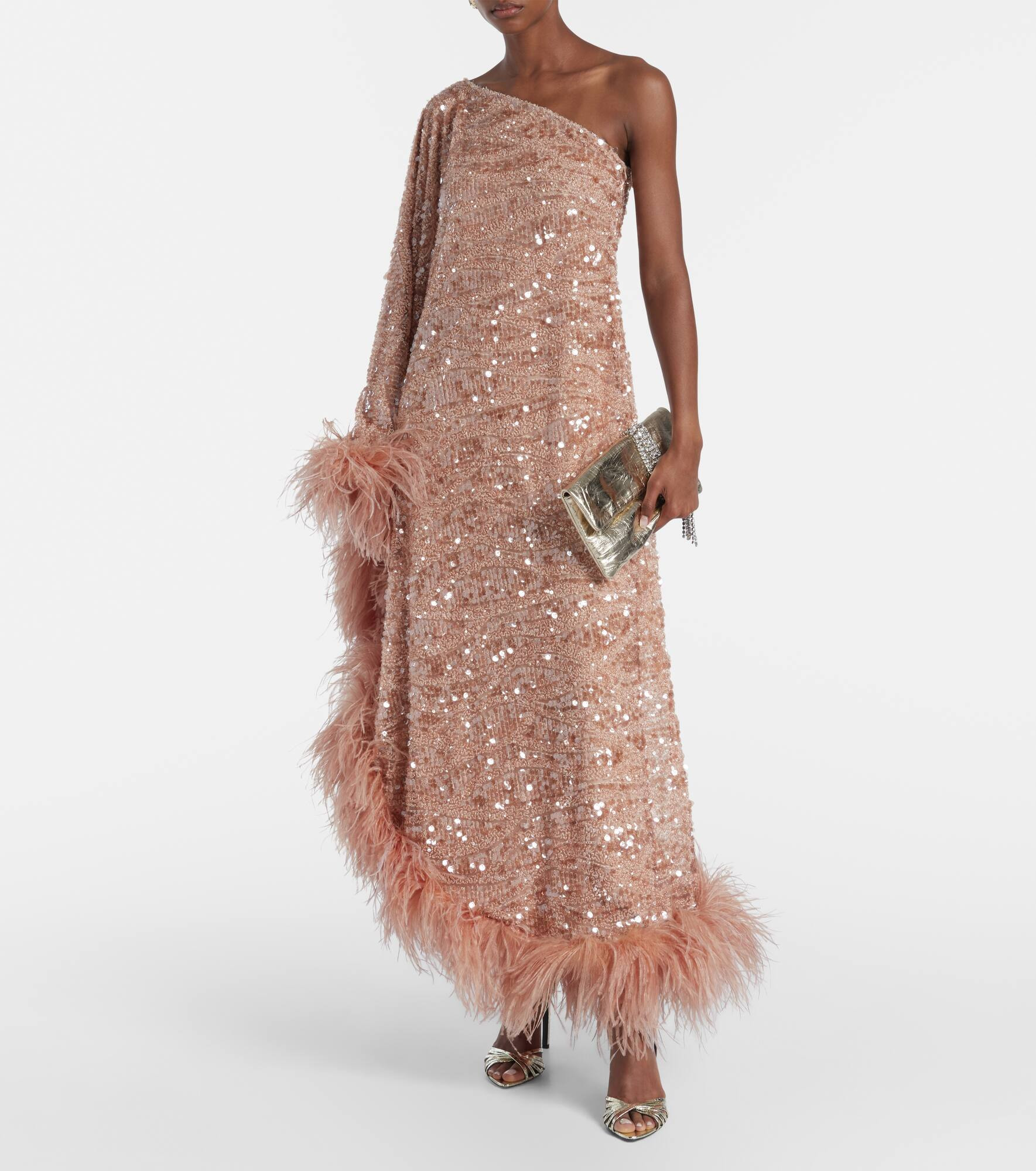 Ubud feather-trimmed sequined gown - 2