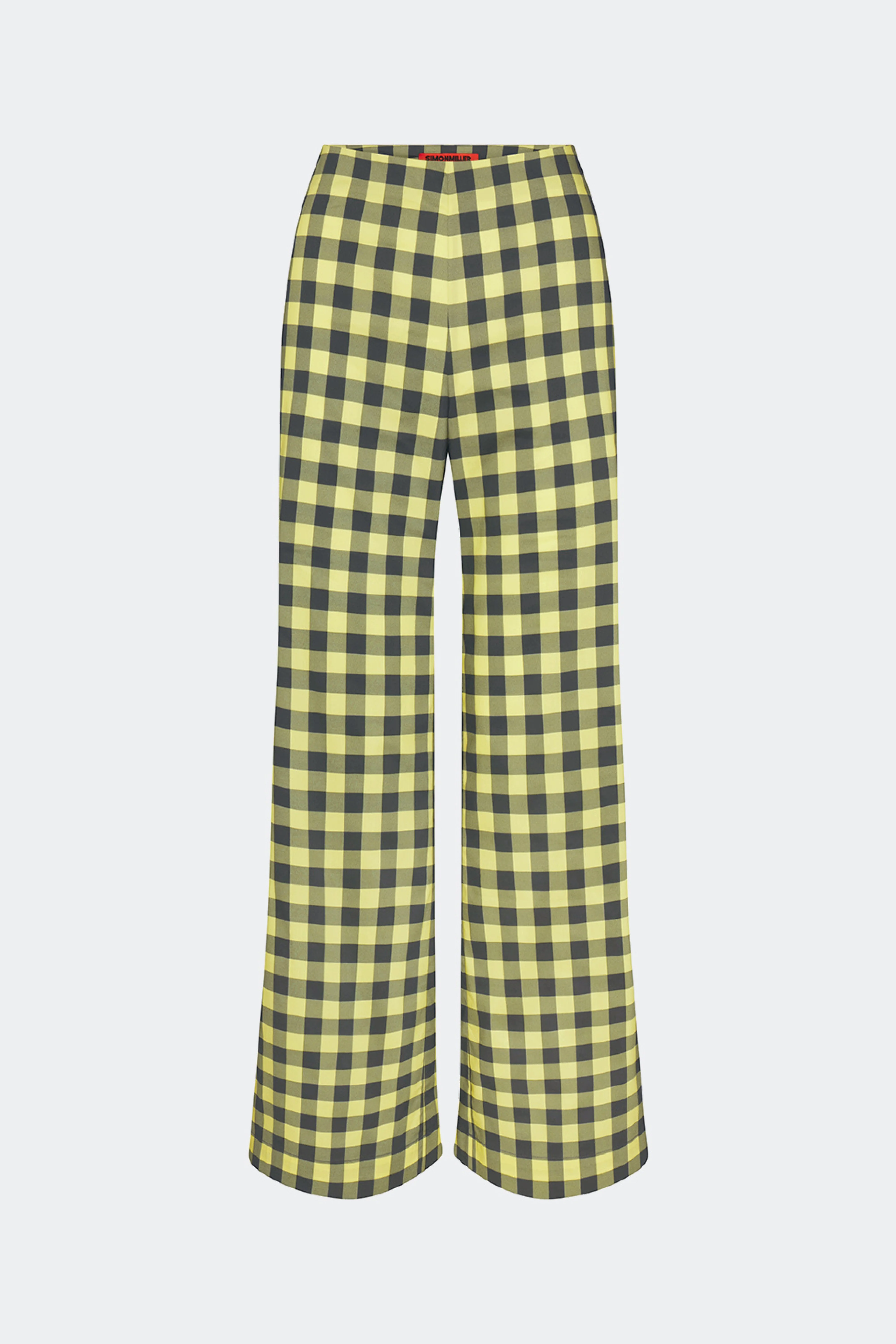 Pia Poplin Pant In Peridot/Ebony Gingham - 1