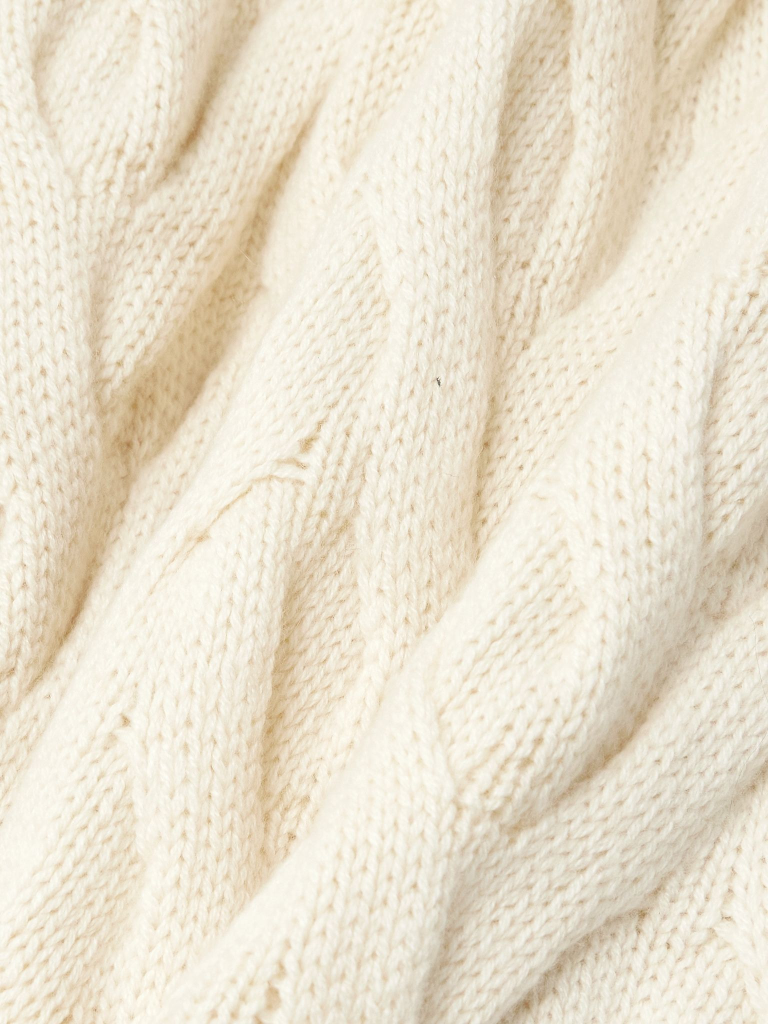 Cable-knit cashmere tapered track pants Ivory - 5