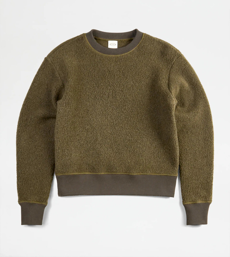 TOD'S CASHMERE BLEND SWEATSHIRT - GREEN 1